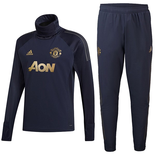 Trainingsanzug Kinder Manchester United 2018-19 Blau Gold Fussballtrikots Günstig